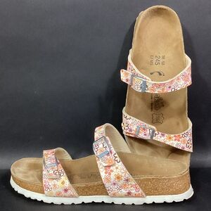 Birki's by Birkenstock Women's Sz 5 Floral Pink/Orange Two Buckle Slip-On Sandal
